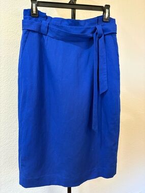 Calvin Klein Cobalt Pencil Skirt with Tie Waist